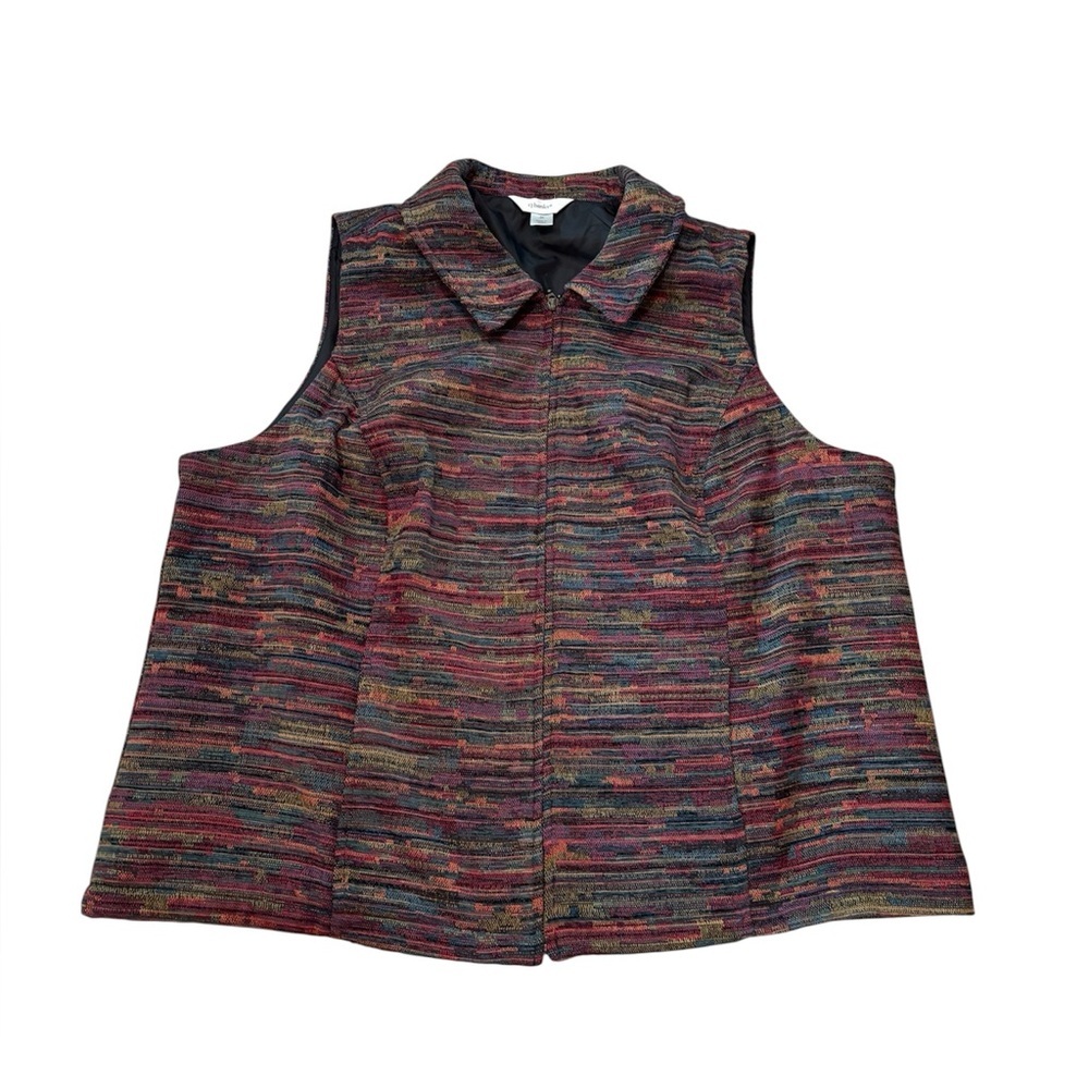 C J Banks Women’s Tapestry Multi Colored Vest Zippered Size 2X